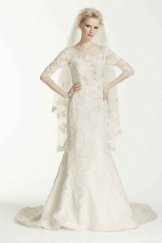 3/4 Sleeve Lace Trumpet Wedding Dress Style CWG638