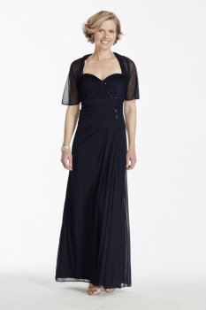 Long Sleeveless Chiffon Dress with Chiffon Shrug Style 56933D