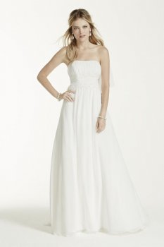 Petite Chiffon A-line with Beaded Lace on Empire Style 7V9743