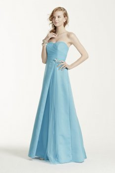 Satin Long Strapless Dress with Side Brooch Style F15137