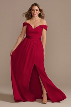 Off-Shoulder Crepe Charmeuse Bridesmaid Dress F20380