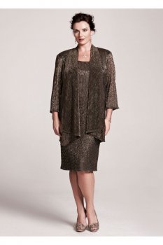 Long Sleeve Crinkle Knit Jacket Dress Style 5191W