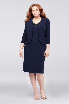 Jacket and Plus Size Dress with Sunburst Seaming Le Bos 27698