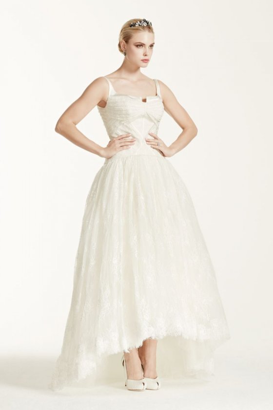 Truly Zac Posen Lace High Low Tank Wedding Dress Style ZP341412