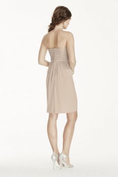 Short Strapless Mesh Dress with Pleated Bodice Style F17010