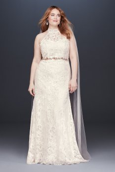 High Neck Long Lace Sleeveless Bridal Dress 8MS251192