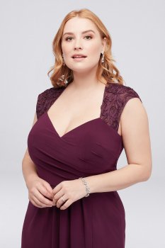 Piped Plus Size Jersey Dress with Illusion Back 1407XW