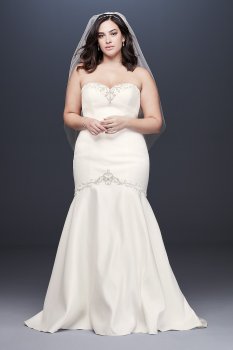 Satin Beaded Mermaid Plus Size Wedding Dress Collection 4XL9WG3962