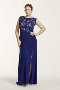 Sleeveless Lace Bodice Jersey Dress Style 11950W