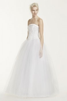 Strapless Tulle Ball Gown with Beaded Satin Bodice Style T8017