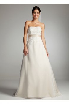 Strapless Lace Bodice with Organza A-Line Skirt Style OP1226