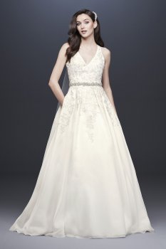 Organza Illusion Back Halter Wedding Dress 4XLWG3936