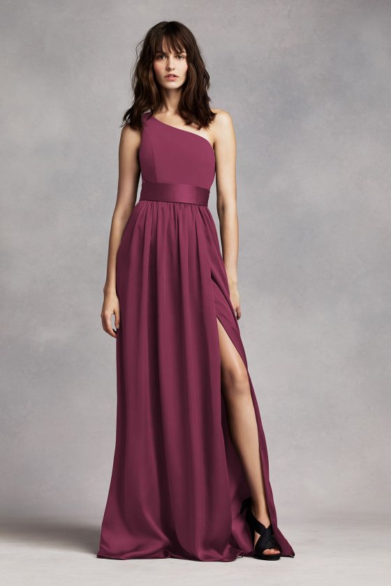 One Shoulder Dress with Satin Sash Style VW360215
