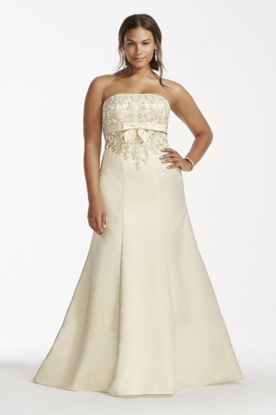 Lace Trumpet Gown with Beaded Metallic Lace Style 9OP1256