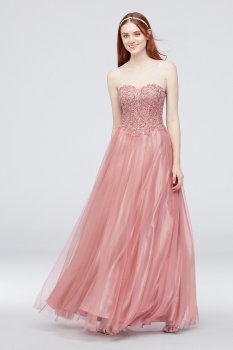 Strapless Gown with Corset Back BLN106D