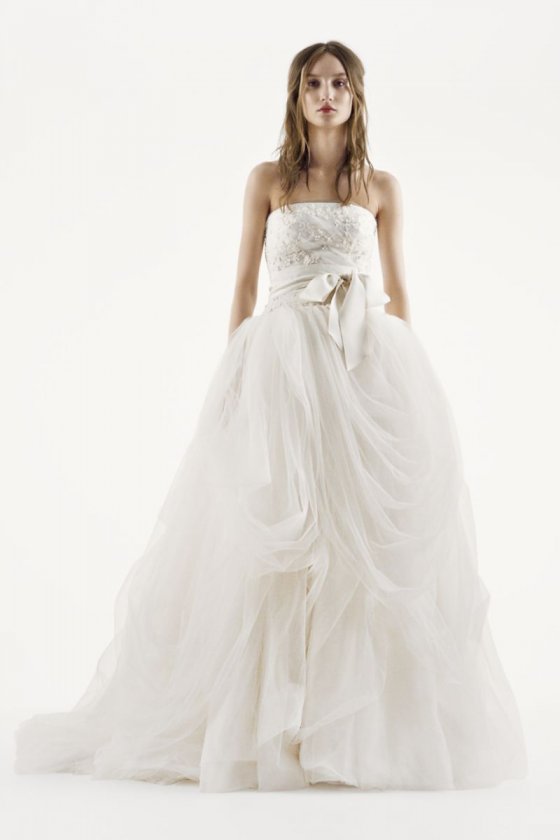 Tossed Tulle Wedding Dress Style VW351077