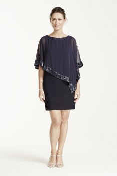 Caplet Short Jersey Dress with Sequin Trim Style XS6150