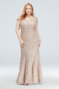 Plus Size Long Mermaid Appliqued Lace Dress 41220631