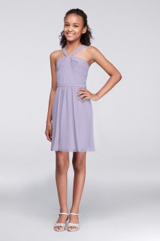 Cute Pleated Y-neck Short Chiffon JB9474 Style Junior Bridesmaid Dress