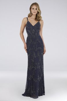 Charlie Beaded Mesh Gown with Sweep Train 29807