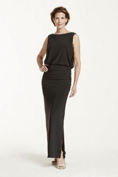 Long Jersey Blouson Dress with Open Back Style 21296