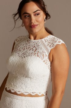 Button Back Lace Plus Size Wedding Separates Top DB Studio 9DS150848