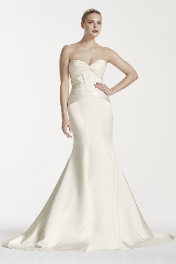 Extra Length Satin Corseted Mermaid Wedding Dress Style 4XLZP341564