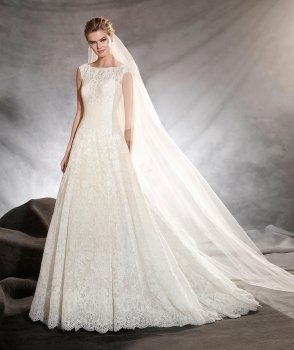 Bateau Neckline Sleeveless Lace A-line 2017 New Pronovias Wedding Gown OLIVANA