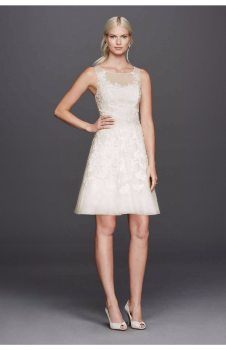 Charming 182948DB Style Short Lace Appliqued Tulle Dress