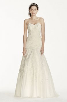 Extra Length Organza Trumpet Gown with Lace Style 4XLWG3759