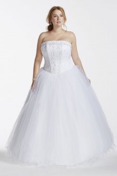 Strapless Tulle Ball Gown with Beaded Satin Bodice Style 9NT8017