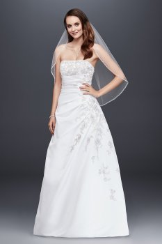 A-line Side Drape Strapless Gown Style V9665