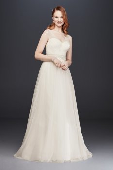 V3852 Style Tulle A-Line Wedding Dress with Beaded Waist