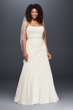 Crinkle Chiffon Gown with Asymmetrical Draping Style 9V3540