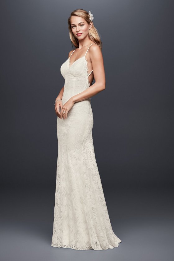 New Fashion 4XLNTWG3827 Style Sexy Low- Back Soft Lace Wedding Dress