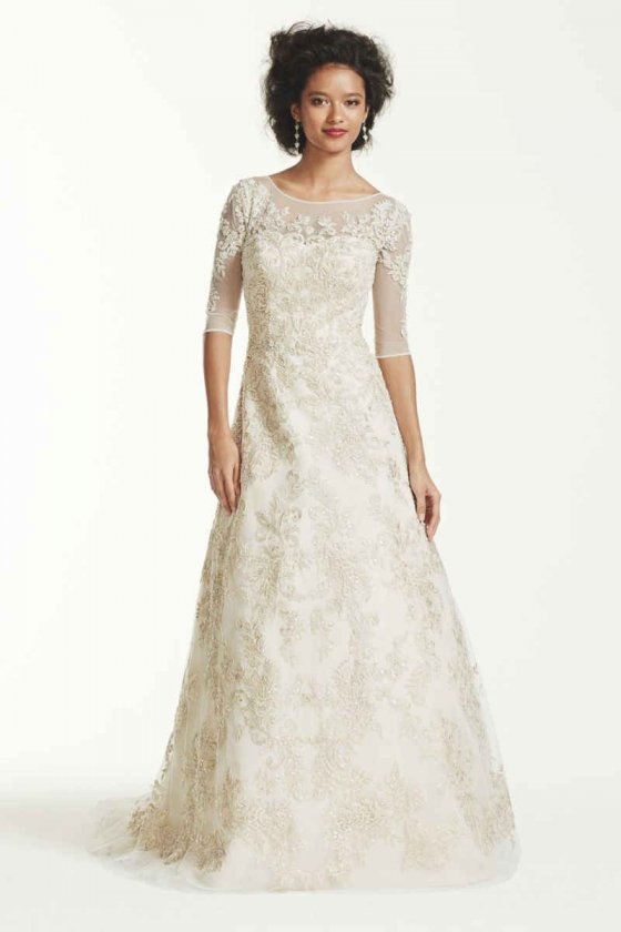 3/4 Sleeve Lace Wedding Dress Style CWG630