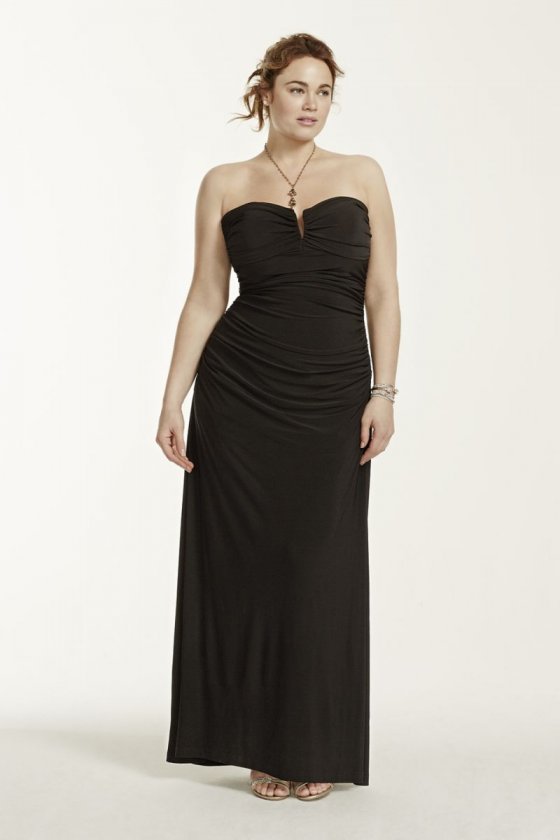 Deep V-Bar Strapless Jersey Dress Style 211S64480W