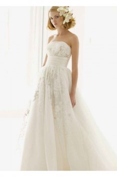 Lace Wedding Dress with Satin Waist Style MS251004