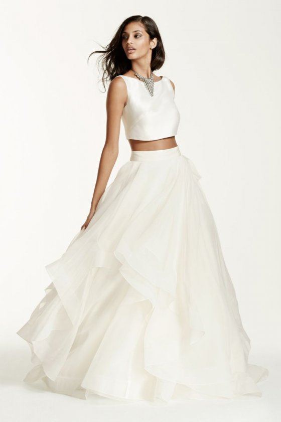 Two-Piece Mikado Crop Top Ball Gown Style SWG687