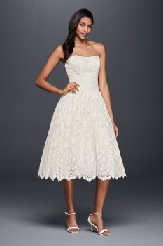 OP1296 Style Short Strapless Lace Bridal Dresses