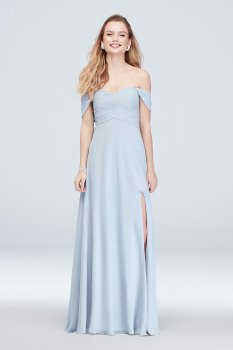 Off the Shoulder Pleated Bodice Gown with Slit My Michelle 7147GG8S