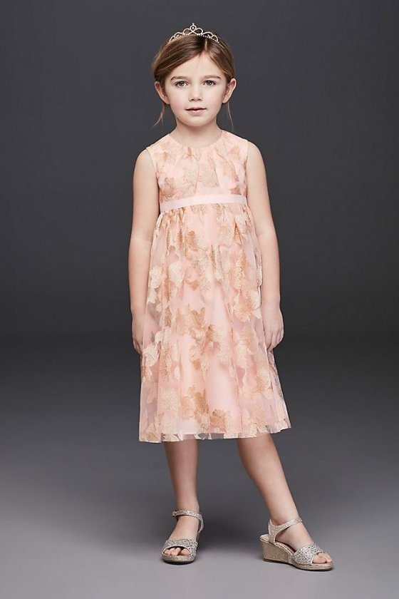 Metallic Embroidered Tulle Flower Girl Dress RK1383