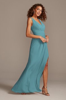 Classic F20104 Style Pleated Tank Stretch Crepe Bridesmaid Dress