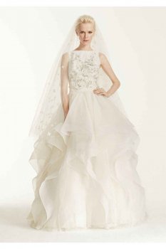 High Neck 3D Floral Wedding Dress Style CMB657