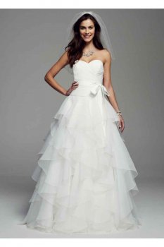 Strapless Organza Ball Gown with Ruffled Skirt Style MK3667
