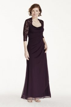 3/4 Lace Sleeve Matte Jersey Dress Style XS4977P