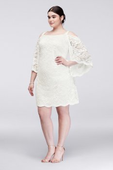 New Coming Plus Size Cold-Shoulder Lace Sheath Cocktail Party Dress Style RB60333WDA