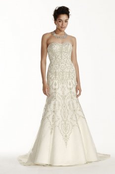 Extra Length Tulle Beaded Mermaid Wedding Dress Style 4XLCWG706