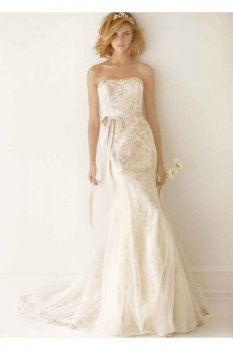 Lace Wedding Dress with Ruffle Train Style MS251052