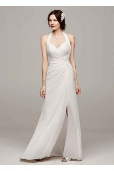 Chiffon Gown with High Slit and Halter Tie Back Style WG3482